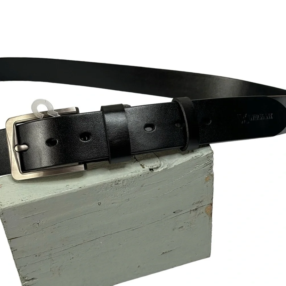 Wolfant General Italian Cattle Leather Smooth Black Silver Tone Buckle W 48”-50”